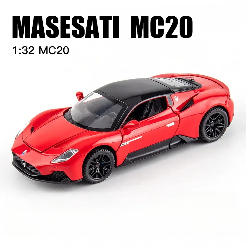 (rojo) Modelo De Coche De Juguete De Aleación A Escala 1/32, Simulación De Metal Fundido A Presión, Con Efectos De Luz Y Sonido.