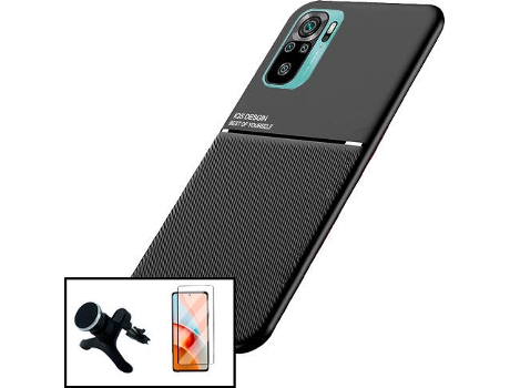 Kit Protector de Pantalla de Vidrio Templado + Carcasa + Soporte Magnético Xiaomi Redmi Note 10s PHONECARE Magnetic Lux Negro