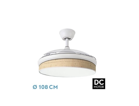 Ventilador DC Moda 72W Blanco/Cañizo Claro 3 Aspas FABRILAMP
