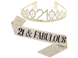 Fasst-juego De Faja Y Tiara Con Letras Y Piedras Brillantes Para Fiesta De Cumpleaños Jikaix