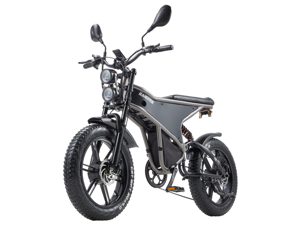 Bicicleta eléctrica Randride DM711 1000Wx2, velocidad máxima de 45 km/h, alcance de 60 km, freno mecánico Shimano, suspensión de doble amortiguador.