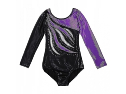 2026-mono De Gimnasia Para Niñas Manga Larga Con Piedras Brillantes Multicolor Rta 5-6 Y Morado