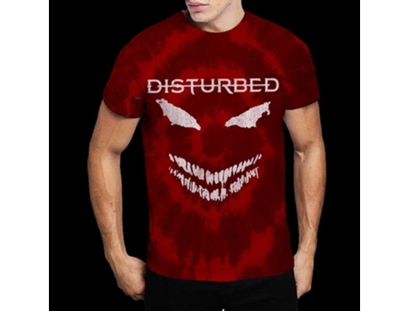 Camiseta ROCK OFF Disturbed - Scary Face (Wash Collection) Rojo (Talla: L)