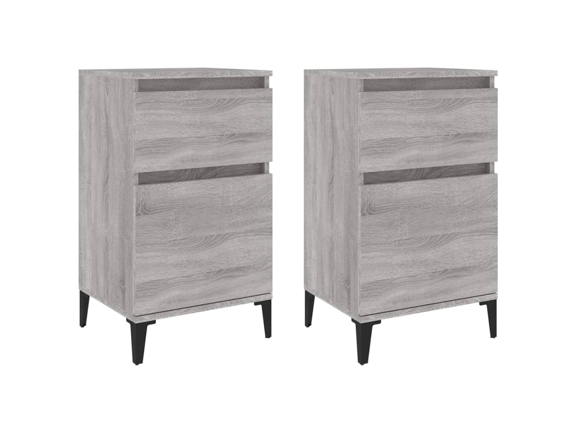 Maison Exclusive - Mesitas De Noche 2 Uds Color Gris Sonoma 40x35x70 Cm