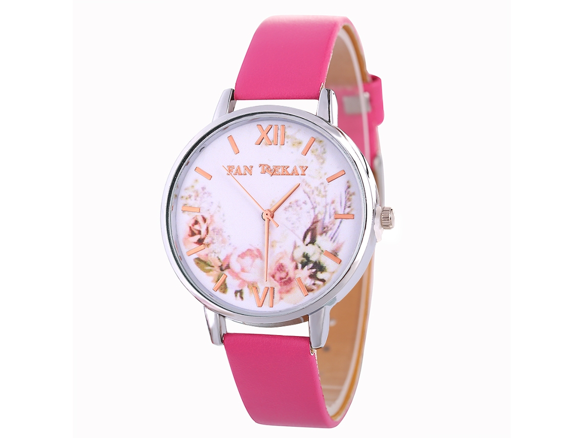 Reloj De Pulsera De Cuarzo Para Mujer Con Correa De Piel Sintética, Estilo Sencillo, Rosa Y Rojo.