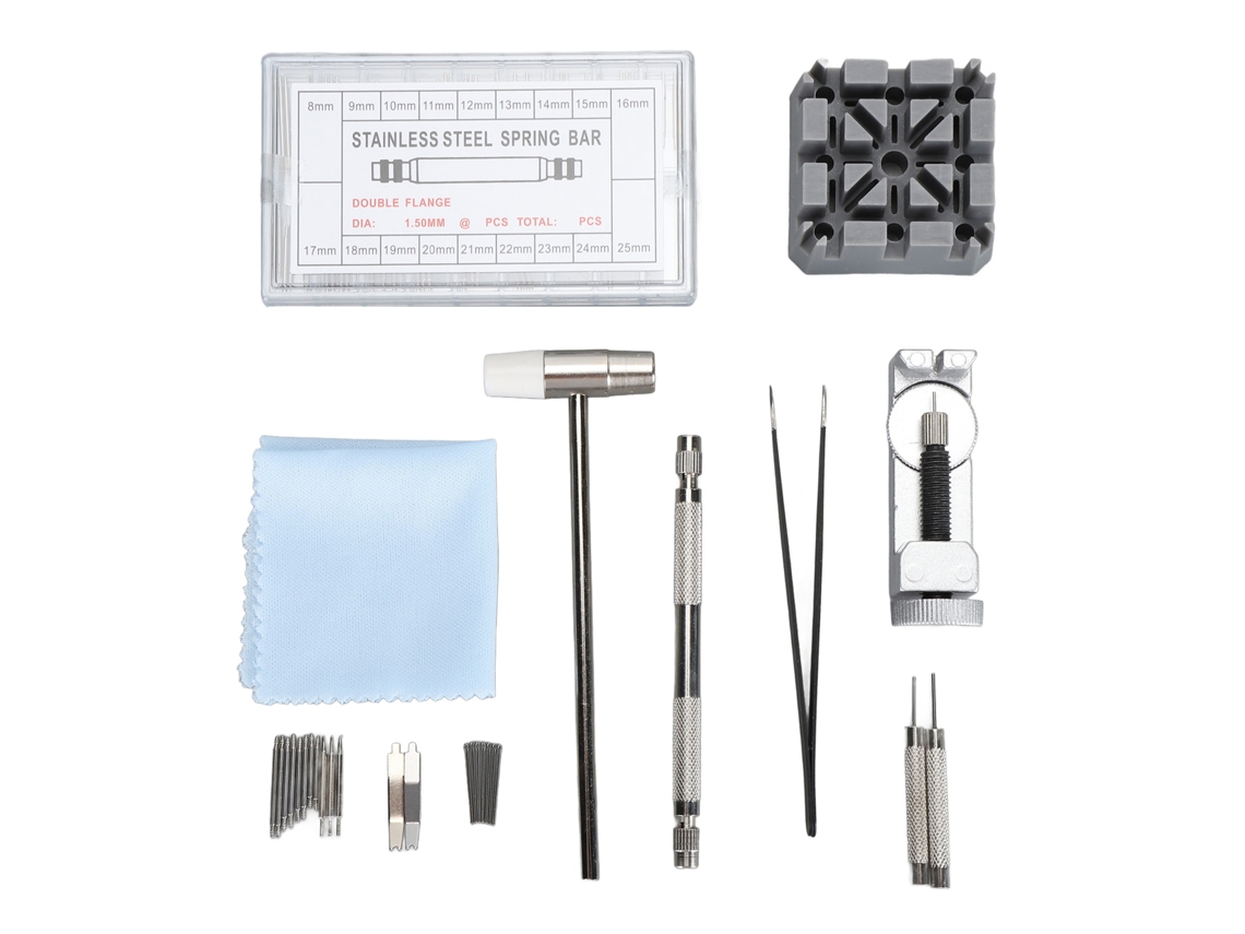 Kit De Herramientas Para Desmontar Y Ajustar Correas De Reloj Con 98 Piezas Y Consejos Adicionales.