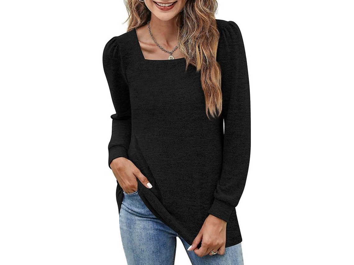 2026-blusas Casual Para Mujer Ilwhe Sudaderas Con Cuello Cuadrado Manga Volada Túnica Ligera De Invierno Y Otoño