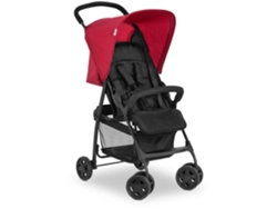 Cochecito de bebé Hauck Sport, plegable y reclinable, con capota parasol, 4 ruedas, negro/rojo