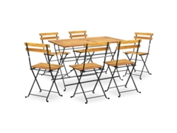 Juego de comedor de jardín plegable de 7 piezas DKD Home Decor en madera maciza de acacia