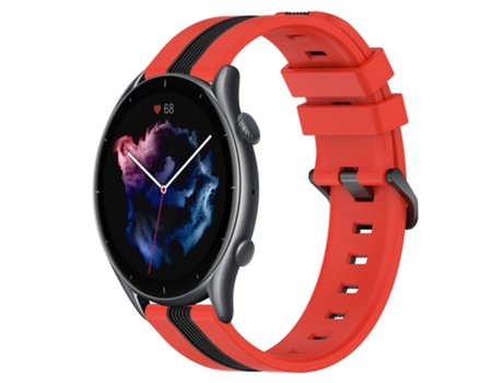 Correa Smartwatch para Amazfit GTR 3 22mm Vertical Silicona Bicolor (Rojo + Negro)