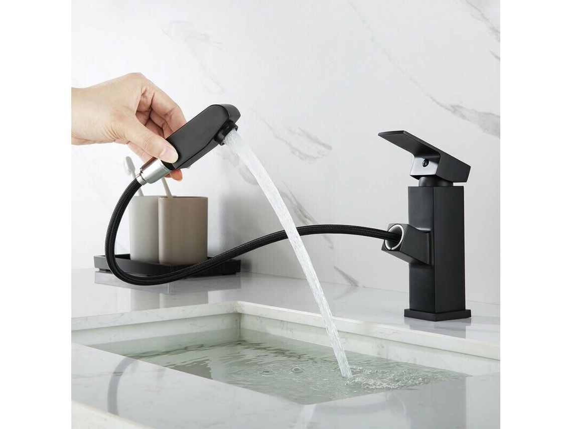 Grifo moderno de acero cromado extraíble para lavabo y baño Kofihety
