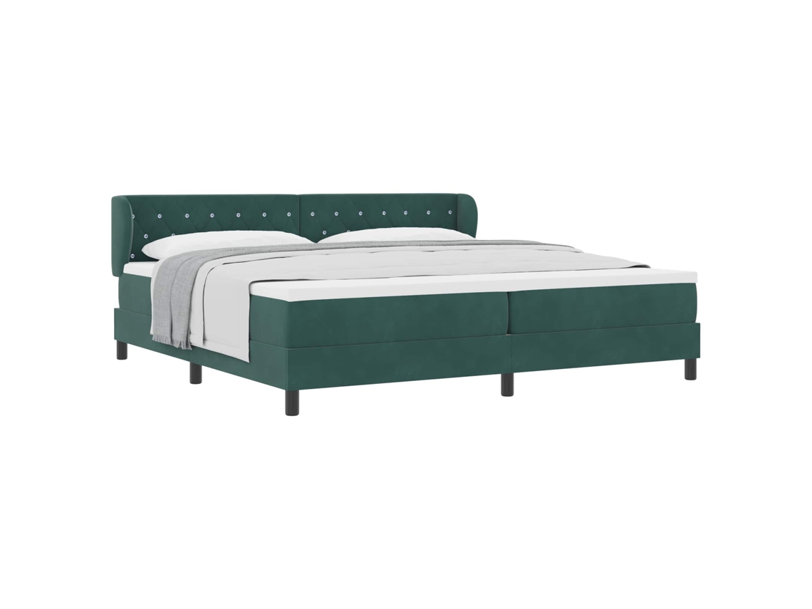 Maison Exclusive - Cama Tipo Box Spring Verde Oscuro 200 X 200 Cm Terciopelo