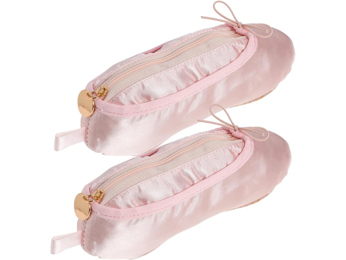 Estuche Para Lápices De Ballet De 2 Piezas En Tela Rosa Con Estructura Protectora Multifuncional Para Niñas.