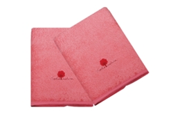 Juego de 2 Toallas de Baño EVEIL ET NATURE  (50 x 90 cm - 100% Algodón - Coral)