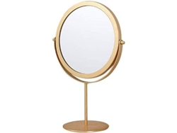 Espejo De Mesa Redondo Ajustable De Metal Dorado, 19 Cm, Independiente, Ideal Para Maquillarse.