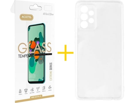 Funda y Protector de Vidrio Samsung Galaxy A32 4G ACCETEL Silicona Líquida Transparente