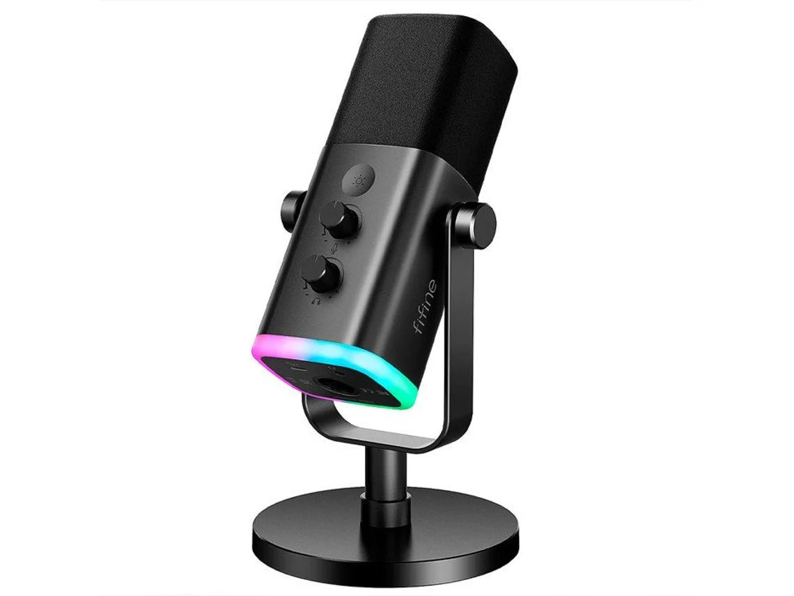 Micrófono Dinámico Fifine Am8 Rgb, Negro