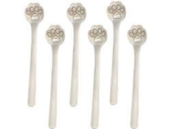 Cucharas Rebe de acero inoxidable 304 con forma de garra de gato de 15 cm para café helado, postres, azúcar, comida húmeda y gatitos (6 unidades)