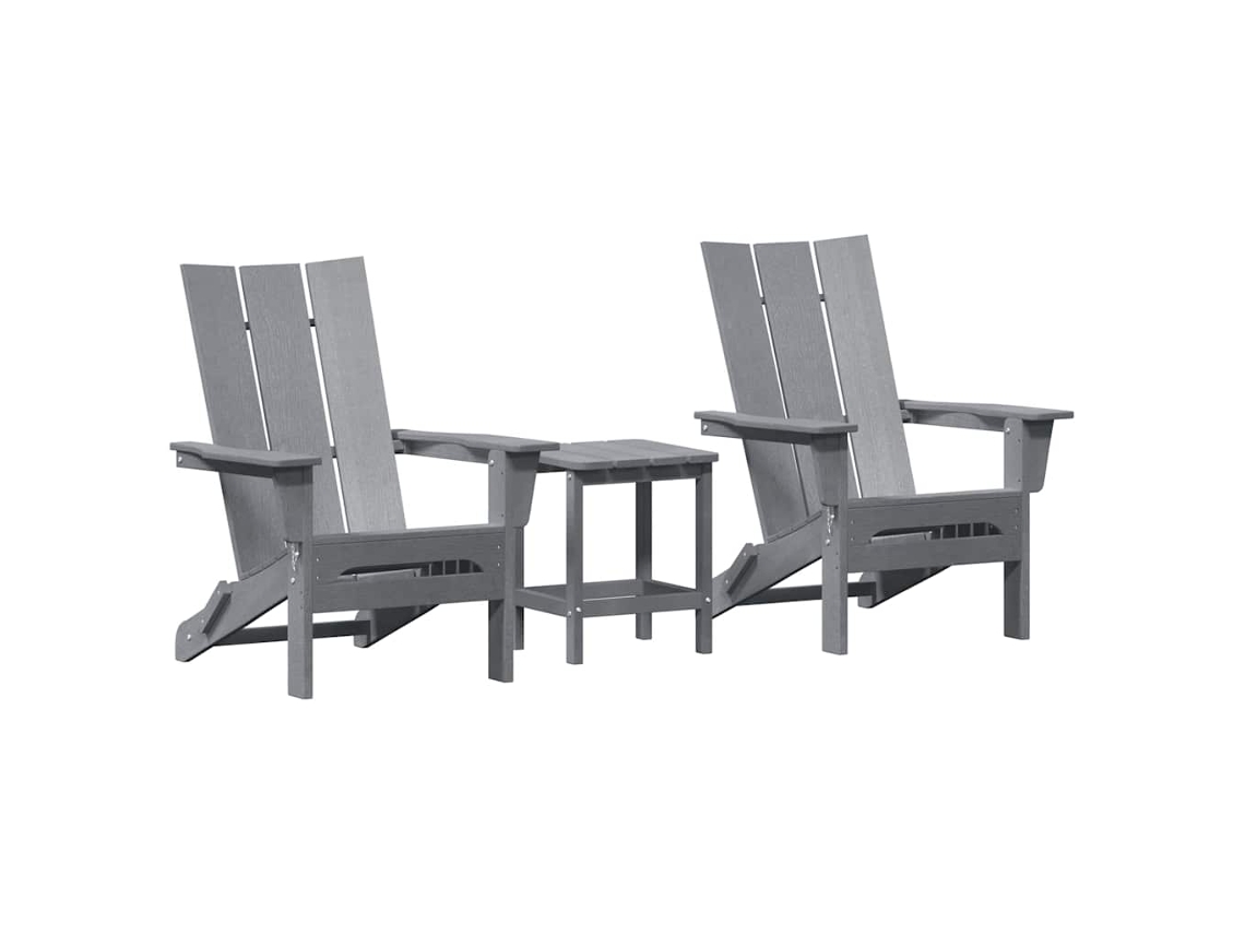 Maison Exclusive - Silla De Jardín 3 Pcs Gris Claro 80.5 X 74.5 X 92 Cm