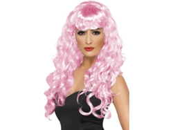 Peluca DISFRAZZES Rosa Rizada Con Flequillo (Talla: Talla Universal)