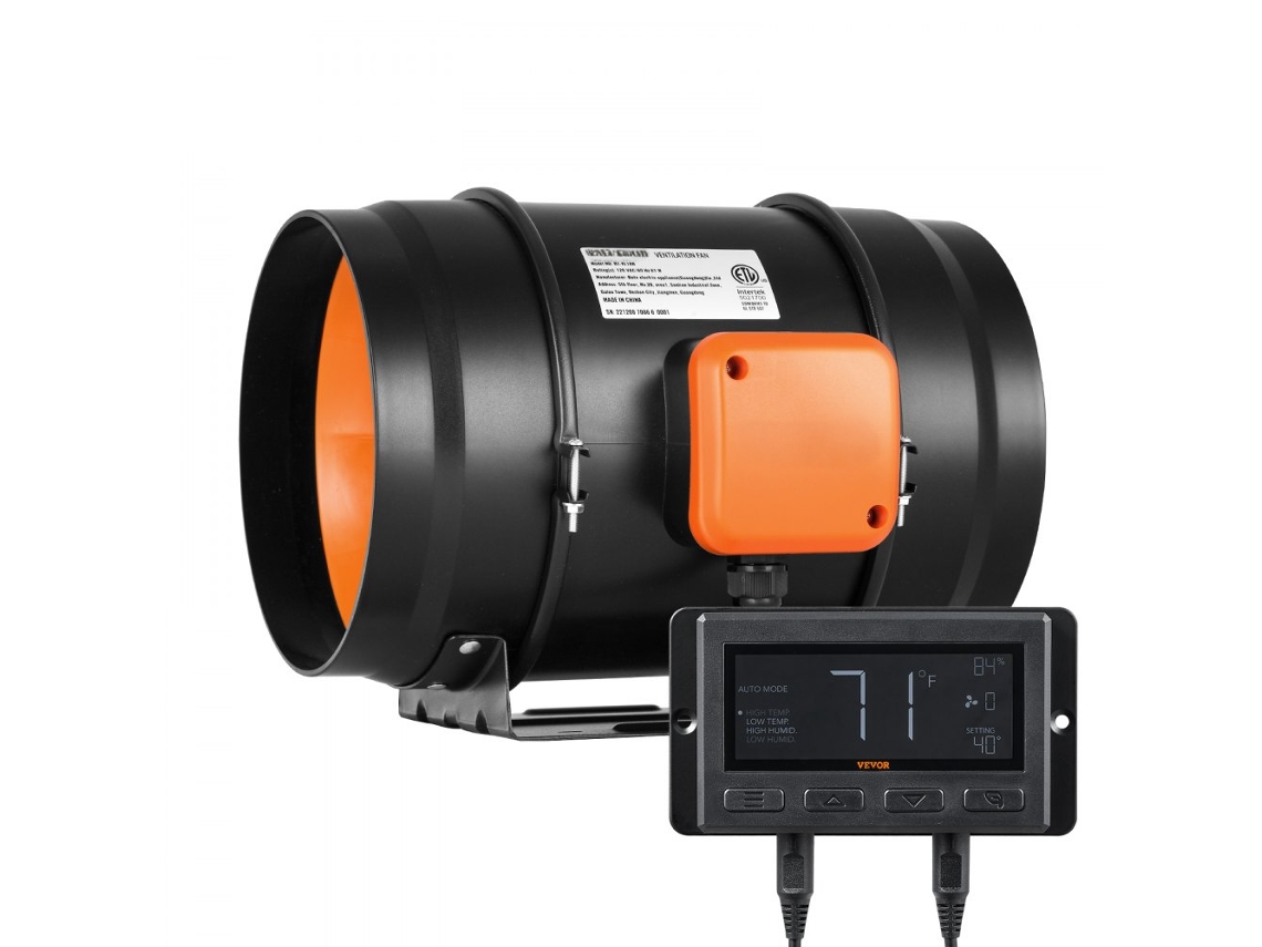 Ventilador en línea de 200 mm con sensor de temperatura y motor EC Tekmaquinas