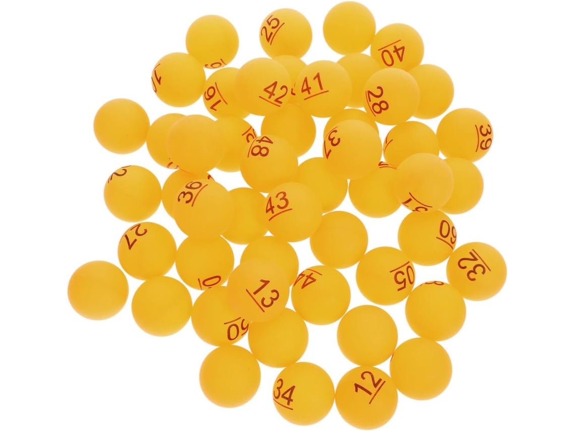 50 pelotas de tenis de mesa amarillas numeradas
