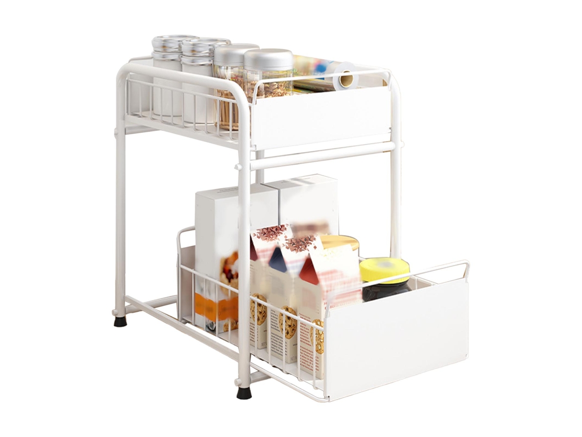 Cajón deslizante para estante debajo del lavavajillas, para especias, color blanco