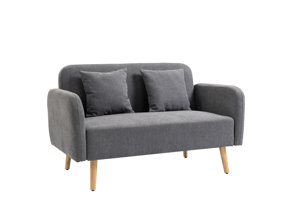 Sofá 2 Plazas Cojines Terciopelo 130x70x80 Gris