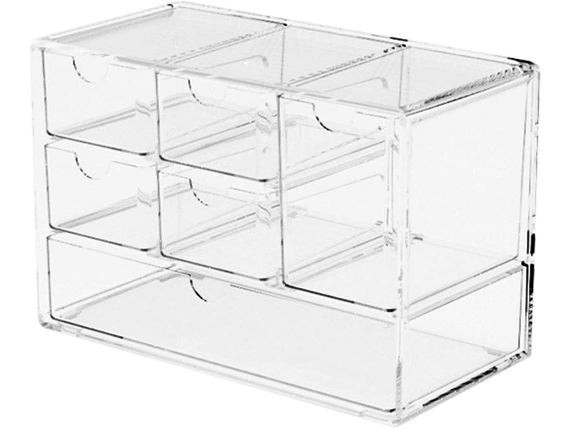 Organizador De Gaveta Para Maquiagem- Transparente| Prateleira Materiais De Escritório| Caixa Organizadora De