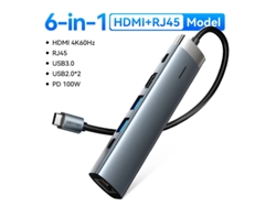Estación de acoplamiento Yizhood Adaptador USB C 4k60hz Tipo C a HDMI Rj45 Pd 100w para Macbook iPad Pro Air M2 M1 Sumsang Accesorios para PC Gris