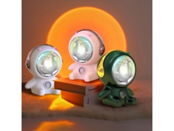 Proyector de luz nocturna con atmósfera de atardecer blanco, mini astronauta, luz LED, luz de atardecer, proyector USB RGB para transmisión de fondo