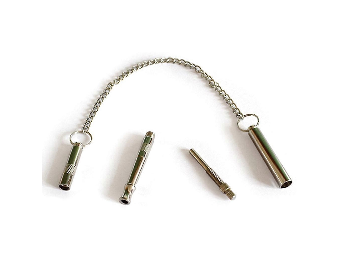 Silbato ultrasónico de adiestramiento canino GOKOCO con cable de seguridad de metal plateado