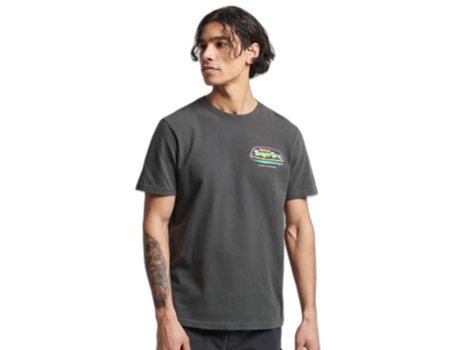 Camiseta para Hombre SUPERDRY (L - Algodón - Negro)
