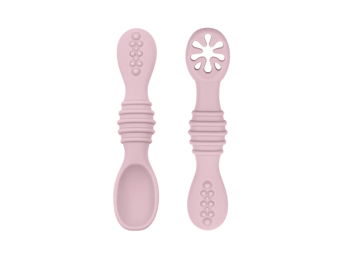 (color Morado Claro) Juego De Cubiertos Para Bebé, Fabricado En Silicona De Grado Alimenticio, Con Cuchara Adhesiva.