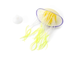 Medusa artificial de silicona para acuario, decoración de acuario, adorno de rosal amarillo limón