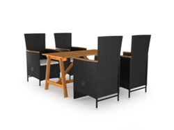Juego de comedor de jardín negro de 2 piezas Dkd Home Decor