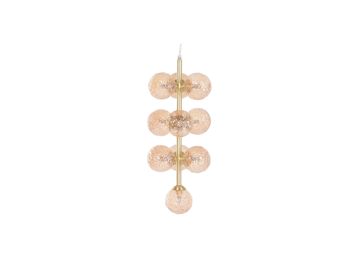 Lampara Techo Cristal Metal Bolas Dorado 24x24x60cm