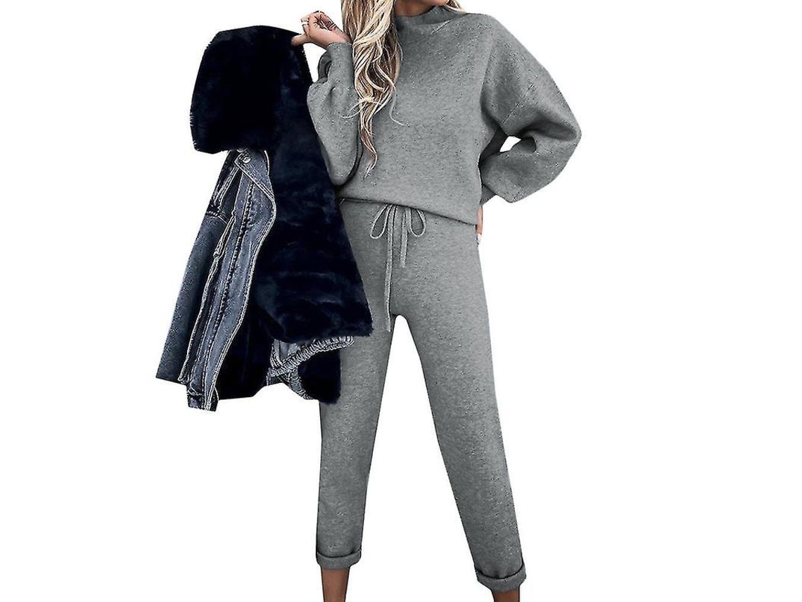 2026-conjunto De Sudadera Para Mujer Con Camiseta Y Pantalones De Franela Material Mezcla De Algodón