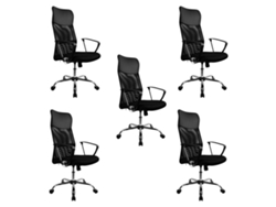 Paquete de 5 sillas de oficina ergonómicas de respaldo alto Dasck Pack - Malla transpirable, altura ajustable, ruedas de 360°, para oficina y sala de reuniones