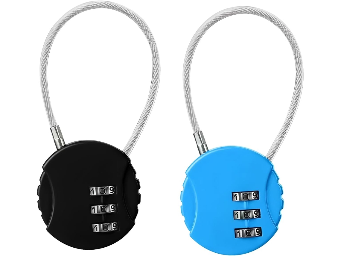 Candado de combinación para equipaje, 2 candados antirrobo de cable redondo, aptos para mochilas y maletas Cuich