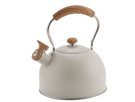 Hervidor de té hervidor de té silbante de 2,5 litros teteras para estufa de acero inoxidable con mango plegable de patrón de madera ZMDECQNA