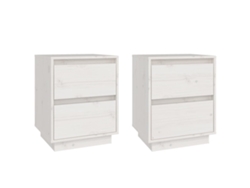 Juego de 2 mesitas de noche blancas de pino macizo MAISON EXCLUSIVE (40x35x50 cm)