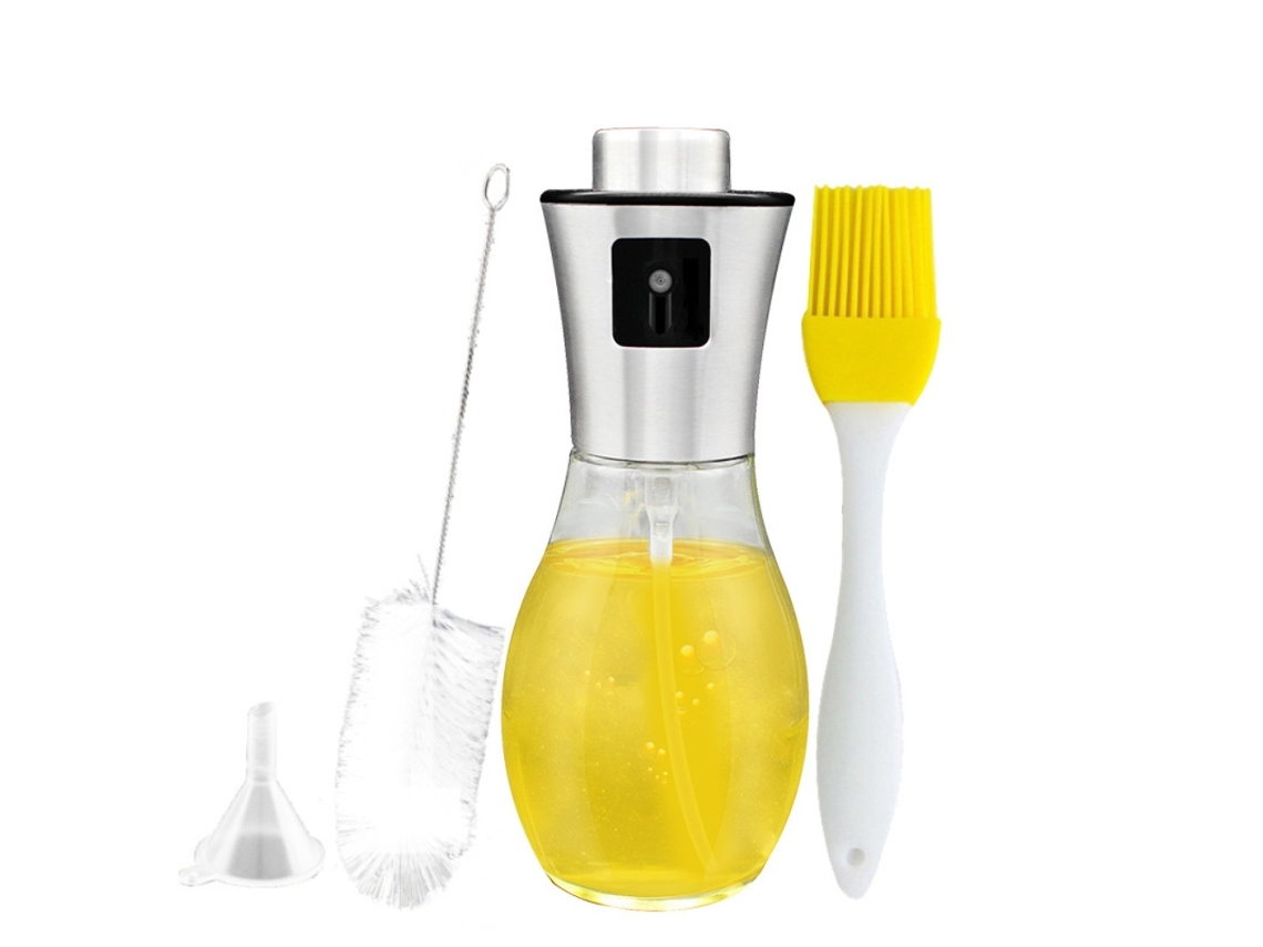 Botella De Vidrio Portátil De 200 Ml Para Inyectar Aceite, Ideal Para La Cocina, Ensaladas, Barbacoas Y Repostería, Con Accesorios.