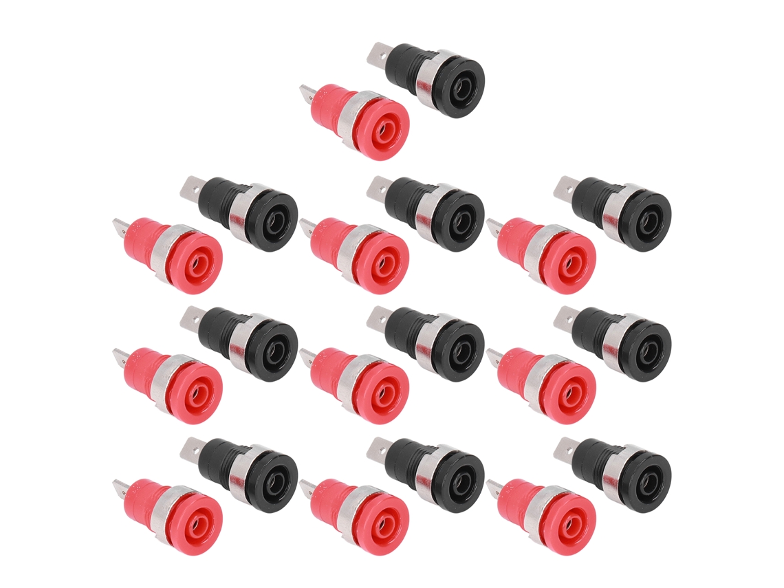 10 Pares De Conectores Banana Rojos Y Negros Niquelados De 4 Mm Para Equipos Electrónicos Industriales.