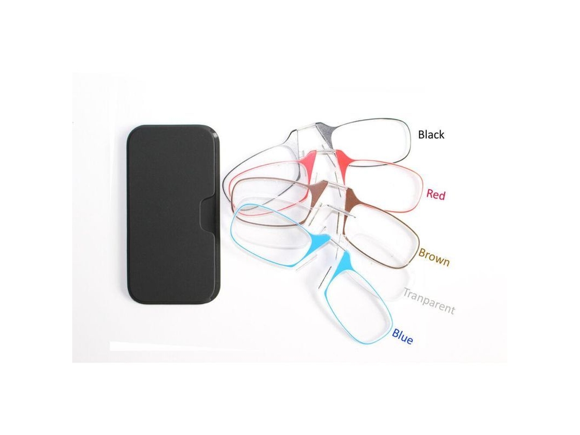 Gafas De Lectura Presbicia Mini Portátiles Sin Patas Clip Nariz +1.0 A +4.0 Con Estuche Transparente 2.00 Fuerza