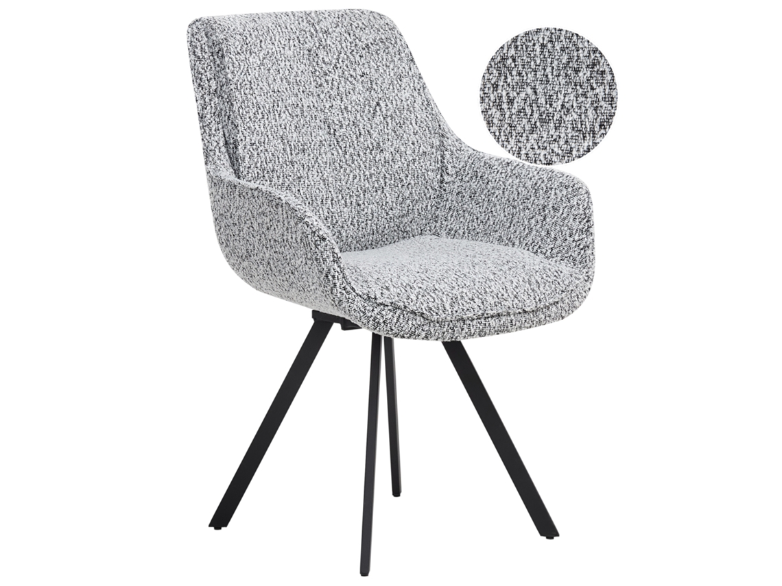 Silla Beliani Marcellus De Bouclé tapizada con base giratoria blanca 54x60x87
