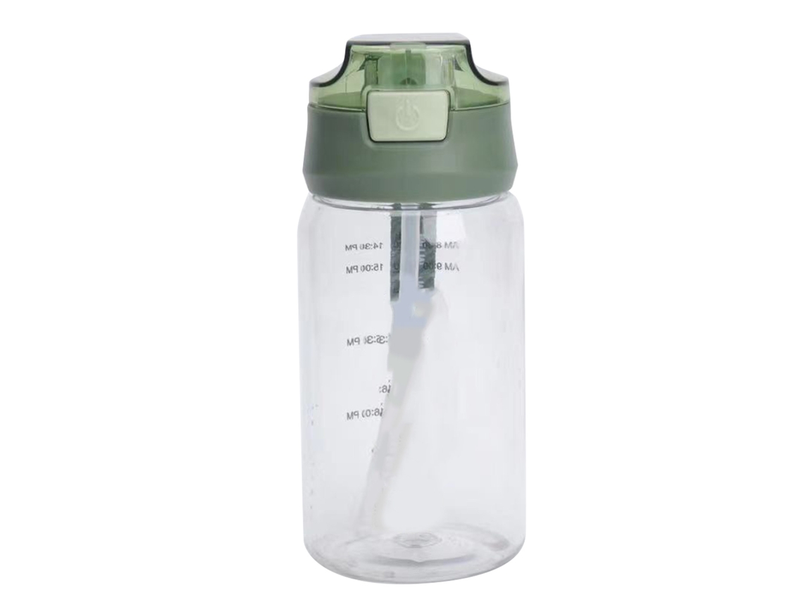 Botella De Agua De 520 Ml Con Impresión De Letras, Cuerpo Transparente Y Correa Para Uso En La Oficina Y Al Aire Libre.
