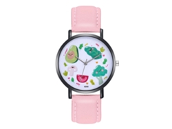 Reloj De Pulsera Unisex Con Dial De Frutas, Correa De Cuero Pu, Rosa, Cuarzo Zhoulianfa