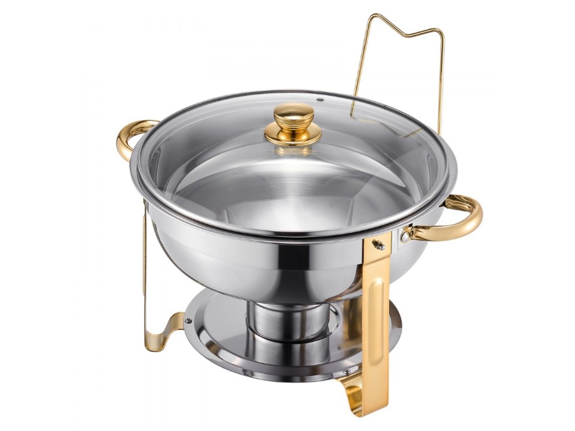Juego de plato calefactor y calentador Tekmaquinas Gold Buffet de 4,7 l con tapa