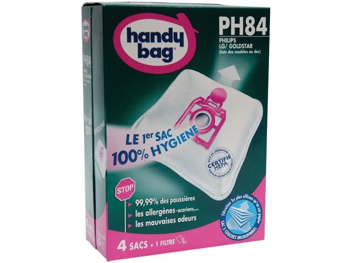 Juego de 4 bolsas de tela no tejida para aspiradoras Philips Handy Bag Ph84